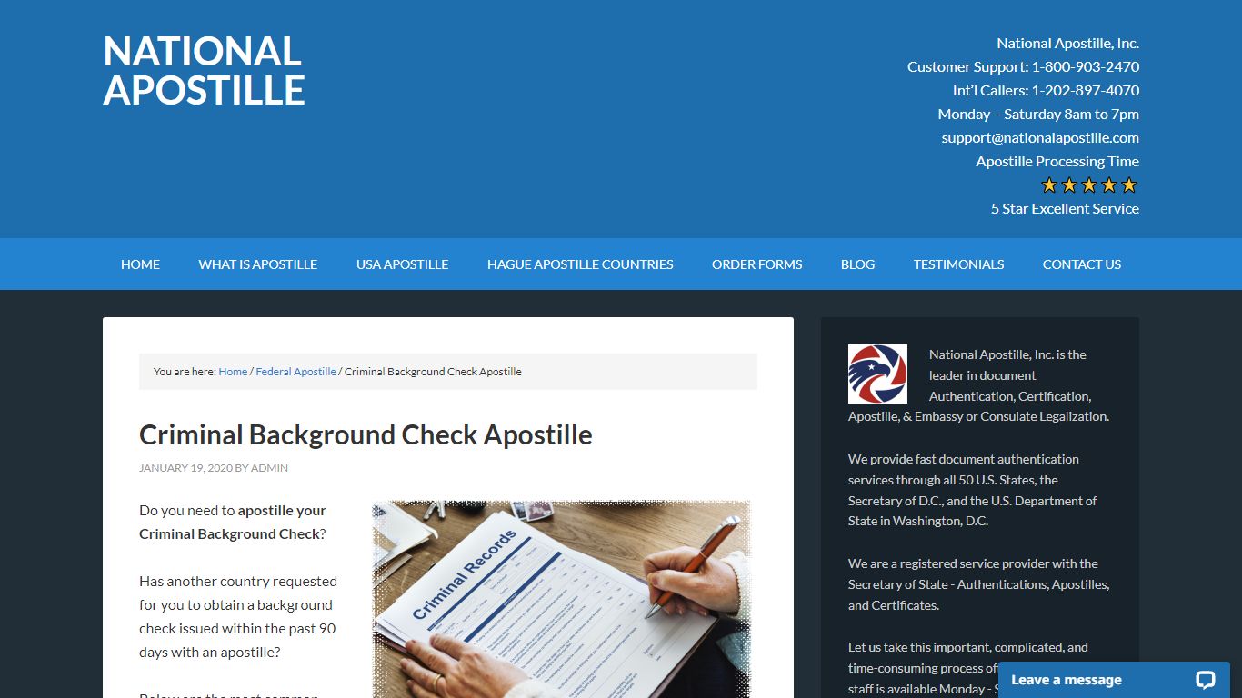 Criminal Background Check Apostille - National Apostille